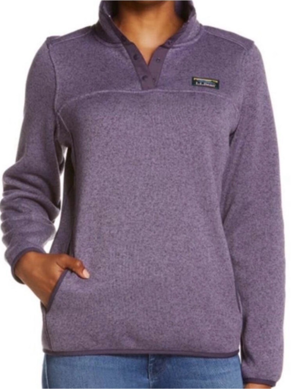 L.L. BEAN Sweater Fleece Pullover In Muted Purple Size Large